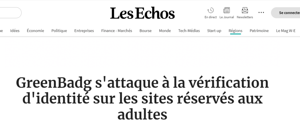 Les Echos : GreenBadg s'attaque à la vérification d'identité sur les sites réservés aux adultes