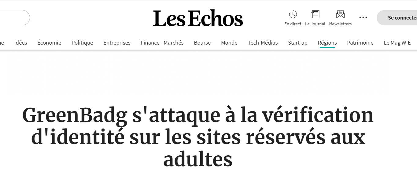 Les Echos : GreenBadg s’attaque à la vérification d’identité sur les sites réservés aux adultes